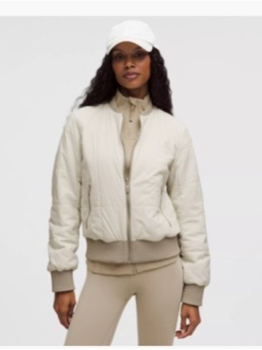 Lululemon Reversible Insulated Bomber Jacket Raw Linen/Bone [S] Like New